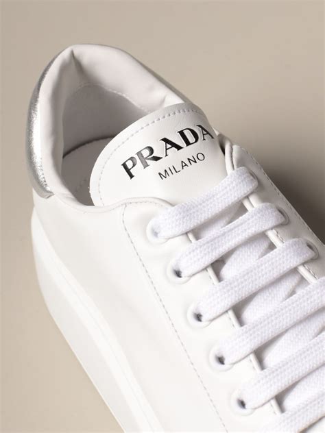 white and gray prada sneakers|Prada white high top sneakers.